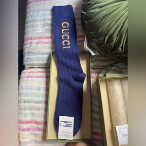 Gucci  Navy Socks with Gold Logo